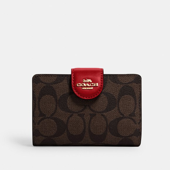COACH Handbags - NWT Coach Outlet Medium Corner Zip Wallet In Signature Canvas